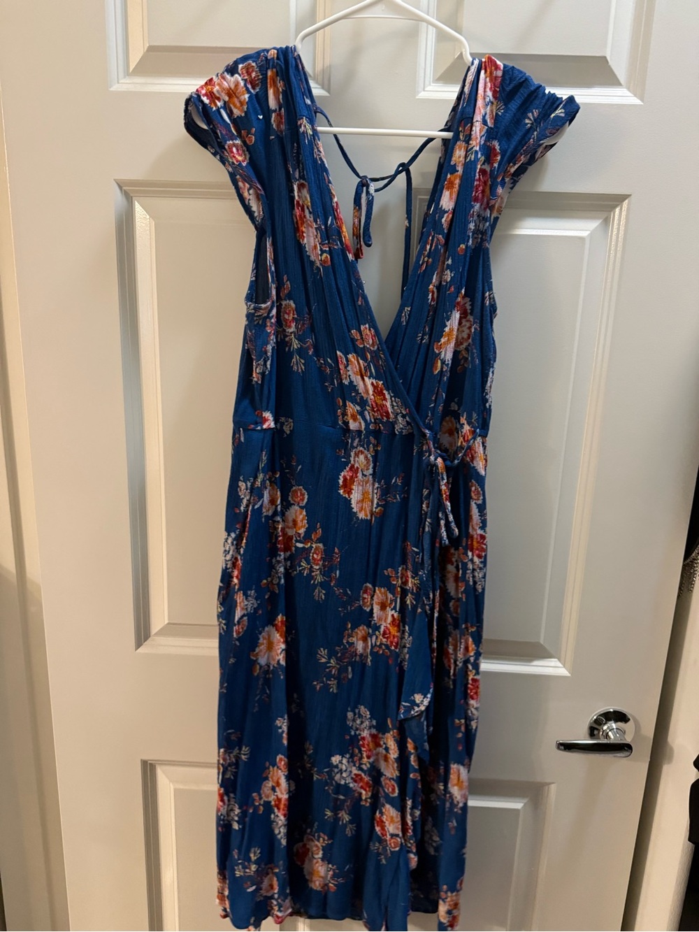 Floral Wrap Midi Dress in Blue